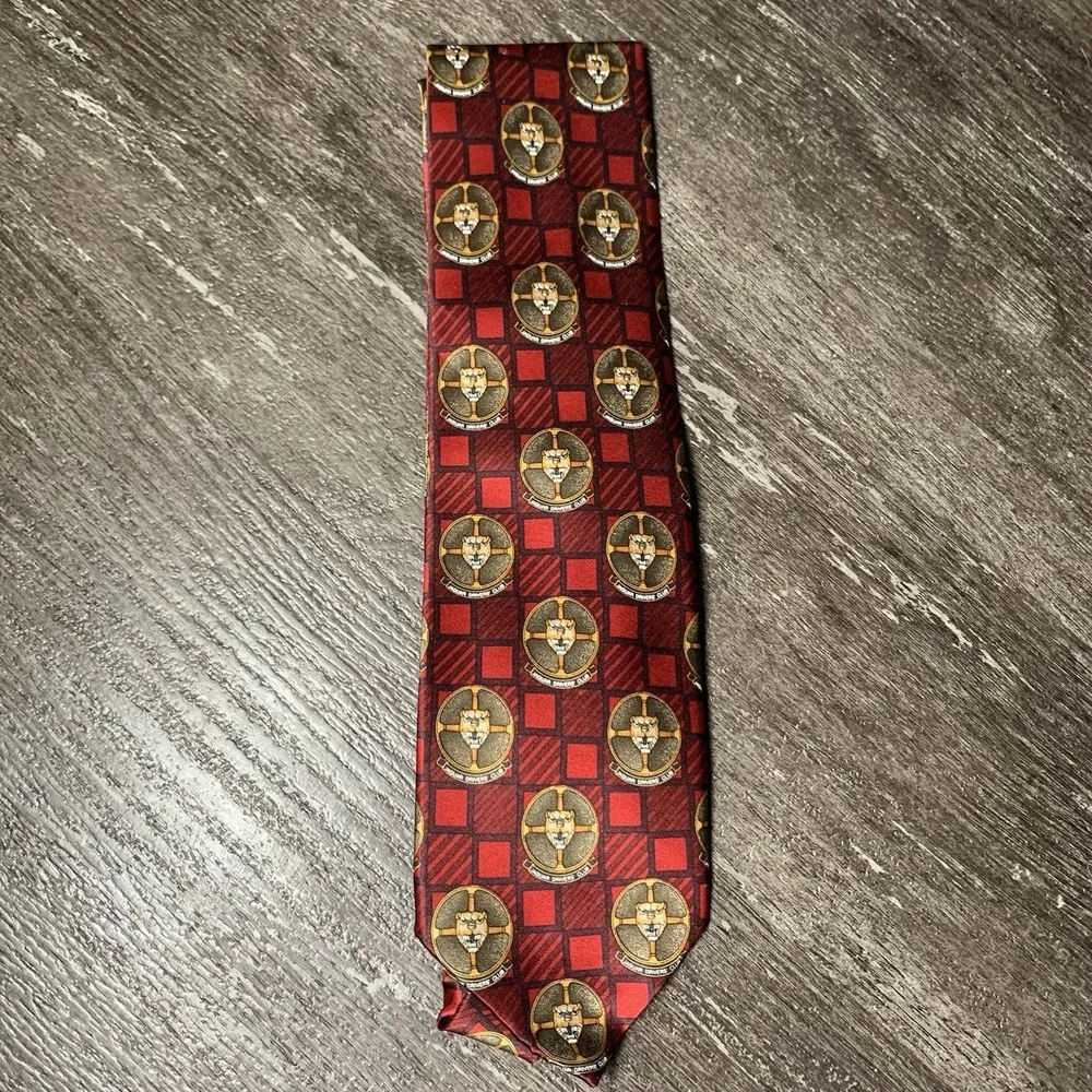 Vintage Laura Pearson for‎ Jaguar Auto Car Collectible Italy Red Gold Neck Tie - Picture 3 of 4